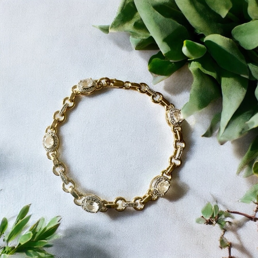 Vintage PAJ BB oval CZ China Link Bracelet Gold
